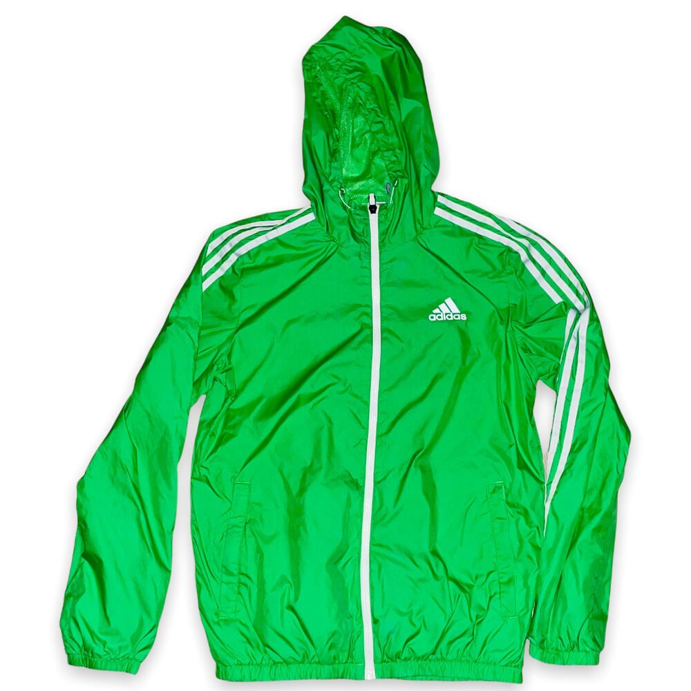 Adidas Vintage Super Rare Nylon Glanz Shiny Jacket Anorak Lime Green M - Picture 4 of 8